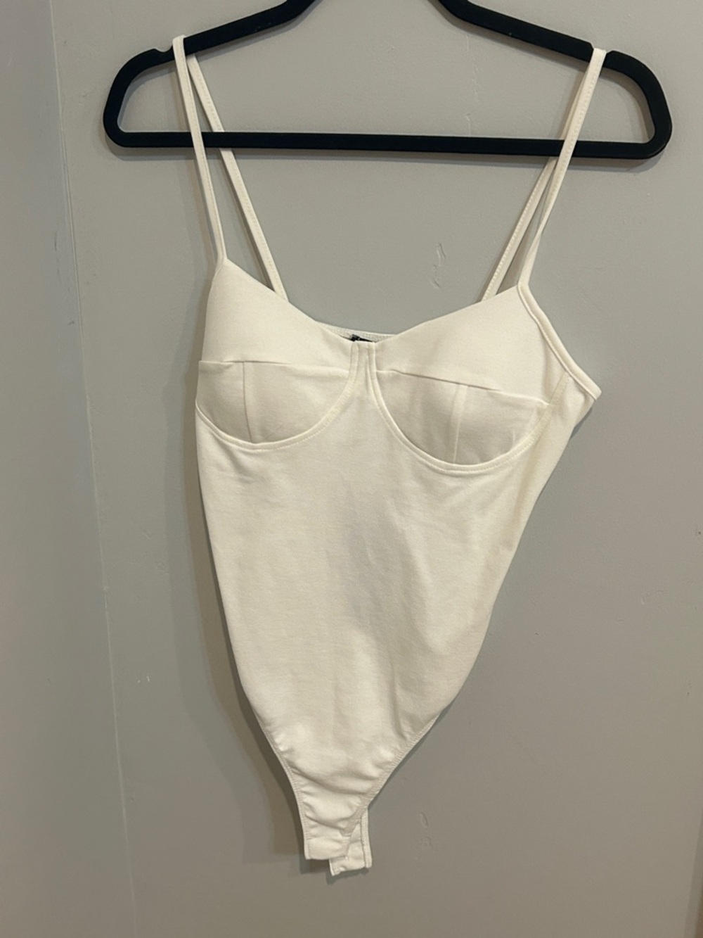 Fashion Nova White Double Strap Bustier Bodysuit